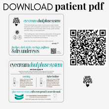Load image into Gallery viewer, Promotional flyer for 'we love eyes' eye cream dual phase system with QR code on a white background