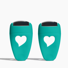 Load image into Gallery viewer, Two teal focused eye roll with heart symbols on a white background