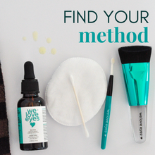 Load image into Gallery viewer, Cosmetic products including a dropper bottle, brush, and cotton pad with 'we love eyes' branding on a light background.