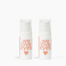 Load image into Gallery viewer, Two white cylindrical containers with 'we love eyes' text and heart symbols on a white background
