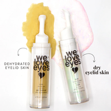 Load image into Gallery viewer, Two bottles of 'we love eyes' skincare product with applicators on a white background.
