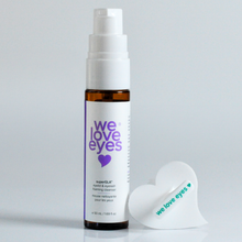 Load image into Gallery viewer, Skincare bottle labeled 'we love eyes' on a light gray background
