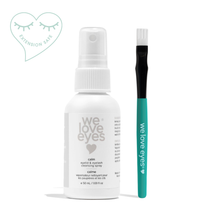 Load image into Gallery viewer, We Love Eyes eyelash and eyelash cleansing spray bottle with applicator on a white background
