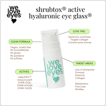 Load image into Gallery viewer, Shrubtox active hyaluronic eye glass with product details on a white background
